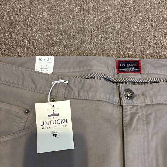 Untuckit Mens 40 x 32 Pants Grey Relaxed Fit Chino New Brand New With Tags - Picture 7 of 13
